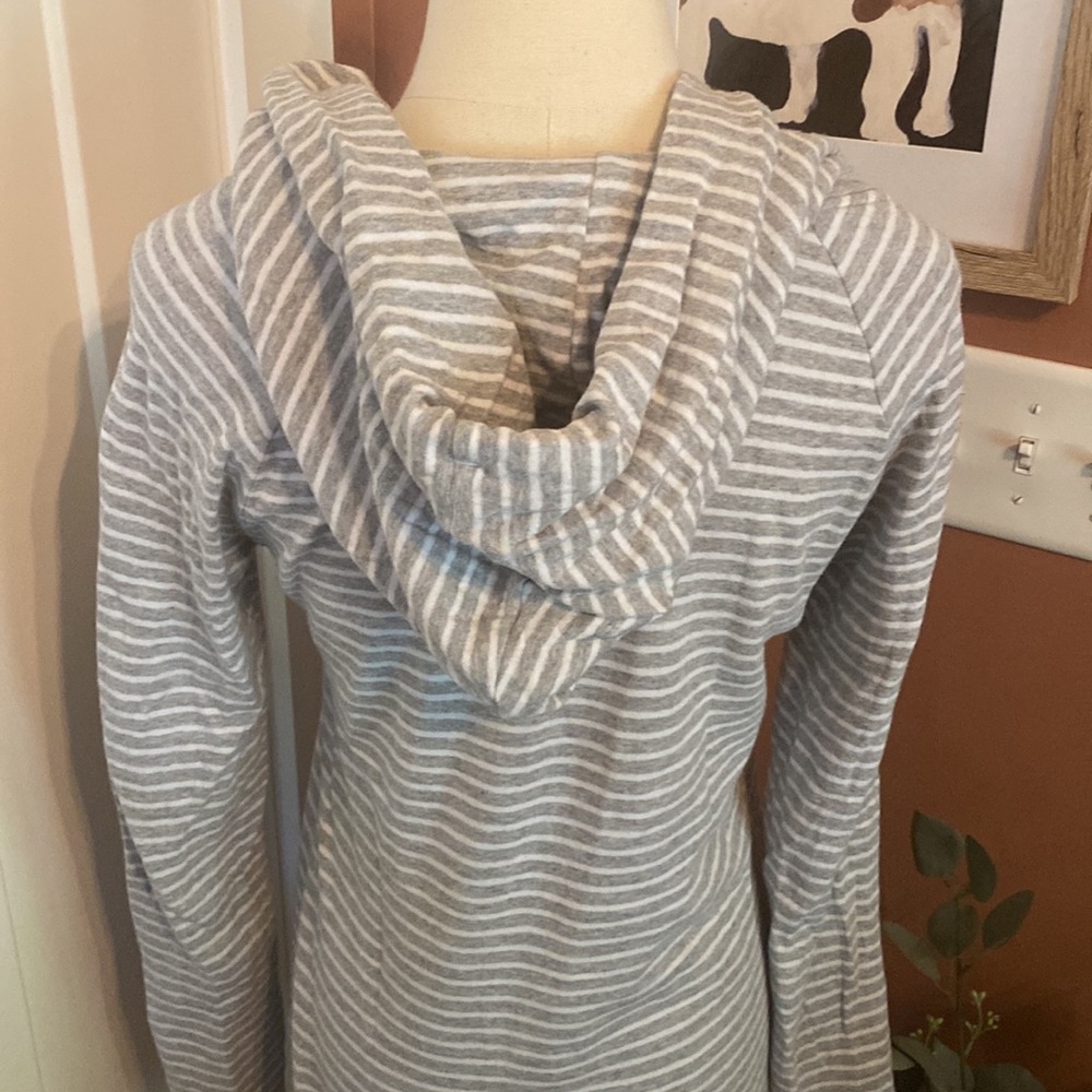 James Perse Standard striped gray white raglan sleeve hooded M cotton sweatshirt - Picture 11 of 15